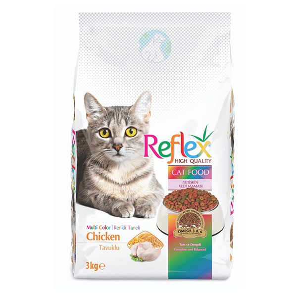 غذای خشک گربه  3کیلویی مولتی کالر مرغ Reflex
